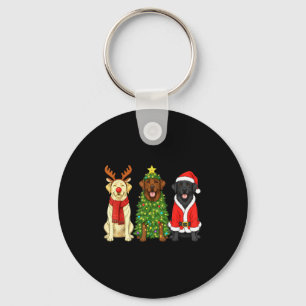 Retro Christmas Labrador Retriever Santa Reindeer  Keychain
