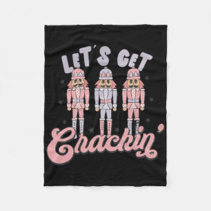 Retro Christmas Lets Get Crackin Nutcrackers Vinta Fleece Blanket