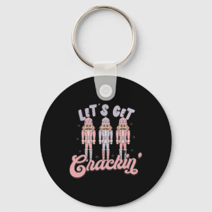 Retro Christmas Lets Get Crackin Nutcrackers Vinta Keychain