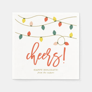 Retro Christmas Lights Holiday Napkin