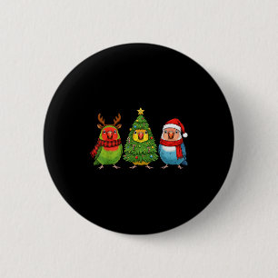 Retro Christmas Lovebird Parrot Santa Reindeer 2 Inch Round Button