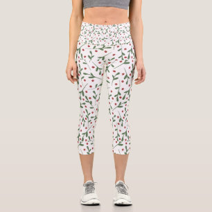 Retro Christmas Mandala Capri Leggings