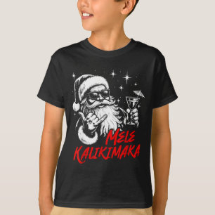 Retro Christmas Mele Kalikimaka Santa Shaka Hawaii T-Shirt