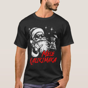 Retro Christmas Mele Kalikimaka Santa Shaka Hawaii T-Shirt
