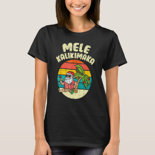 Retro Christmas Mele Kalikimaka Santa Shaka Hawaii T-Shirt