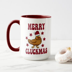 Retro Christmas Merry Cluckmas Funny Chicken  Mug