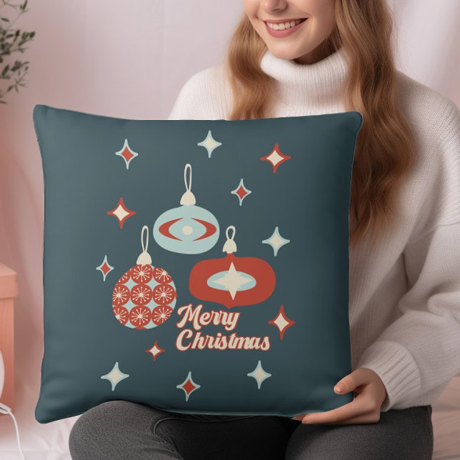 Retro Christmas Mid Century Modern Atomic Age Throw Pillow (Creator Uploaded)