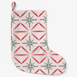 Retro Christmas mid century seamless pattern in vi Small Christmas Stocking