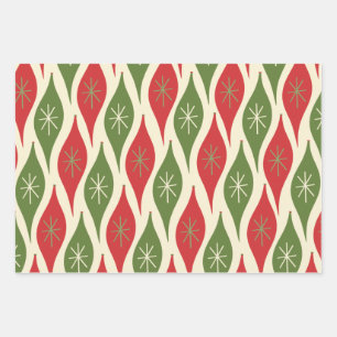 Retro Christmas Mix-and-Match Patterns Wrapping Paper Sheet