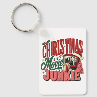 Retro Christmas Movie Junkie Keychain