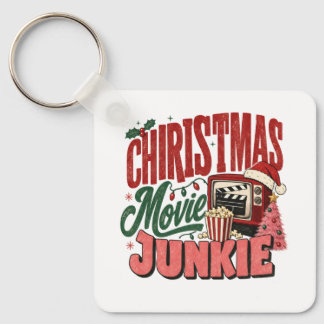 Retro Christmas Movie Junkie Keychain