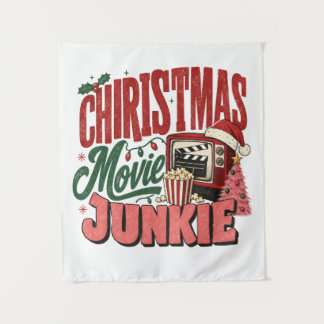 Retro Christmas Movie Junkie Tapestry