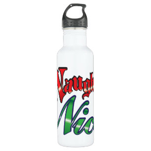Retro Christmas, Naughty or Nice Red Green Letters 710 Ml Water Bottle