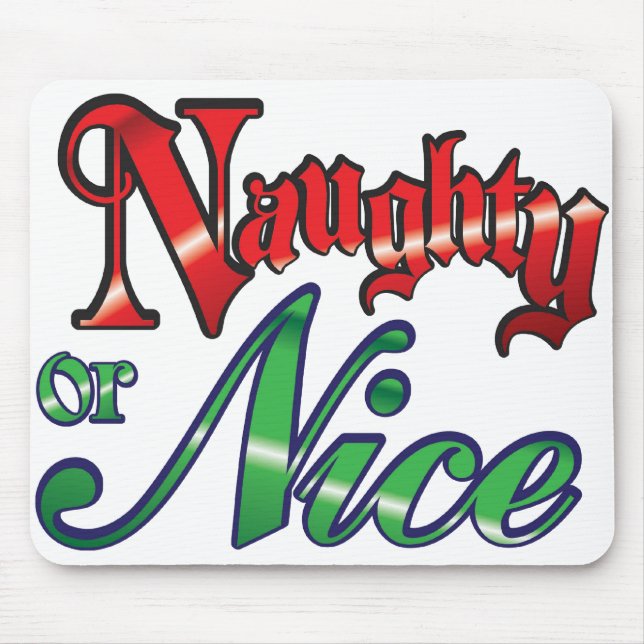 Retro Christmas, Naughty or Nice Red Green Letters Mouse Pad (Front)
