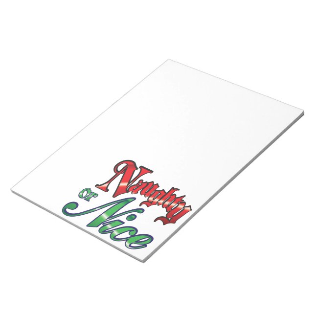 Retro Christmas, Naughty or Nice Red Green Letters Notepad (Angled)