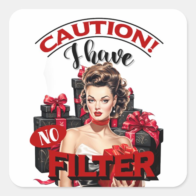 Retro Christmas No Filter Pinup Square Sticker (Front)