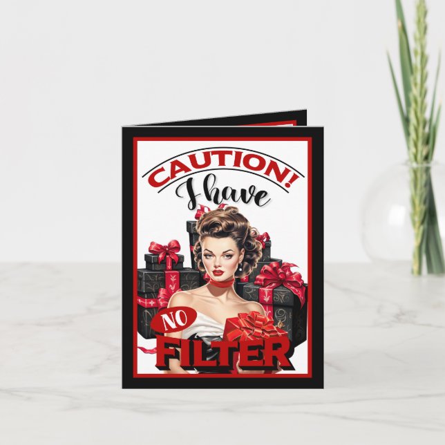 Retro Christmas No Filter Pinup Thank You Card (Front)