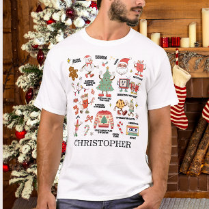 Retro Christmas Nostalgic Green And Red T-Shirt