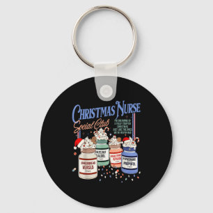 Retro Christmas Nurse Social Icu Nurse Profol Xmas Keychain