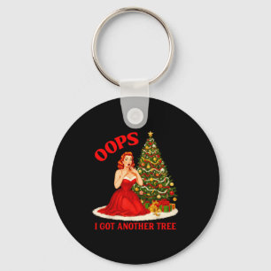 Retro Christmas Oops I Got Another Tree Funny Sayi Keychain