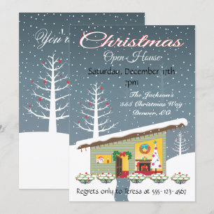Retro Christmas Open House Invitations