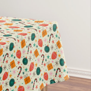 Retro Christmas Ornament and Gift Pattern Tablecloth