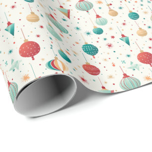 Retro Christmas Ornament Minimal Pattern Wrapping Paper