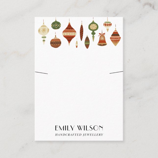 RETRO CHRISTMAS ORNAMENT NECKLACE BRACELET DISPLAY BUSINESS CARD (Front)