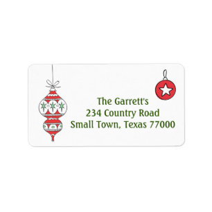 Retro Christmas Ornament Personalized Address Label