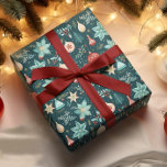 Retro Christmas Ornaments And Flowers Pattern Wrapping Paper<br><div class="desc">Retro Christmas bulb ornaments with poinsettia flowers,  mistletoe,  and other holiday symbols all in a seamless pattern.</div>