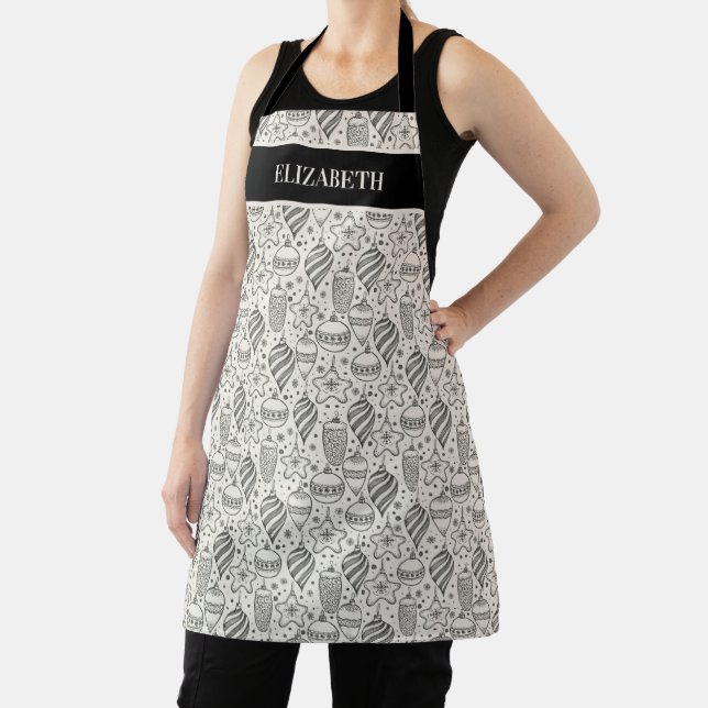 Retro Christmas Ornaments Custom Personalized Apron (Insitu)