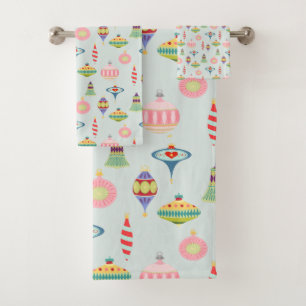 Retro Christmas Ornaments   Mid Century Modern   Bath Towel Set