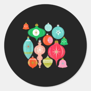 Retro Christmas Ornaments Mid Century Modern  Classic Round Sticker