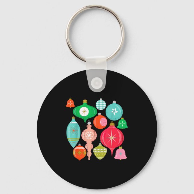 Retro Christmas Ornaments Mid Century Modern  Keychain (Front)