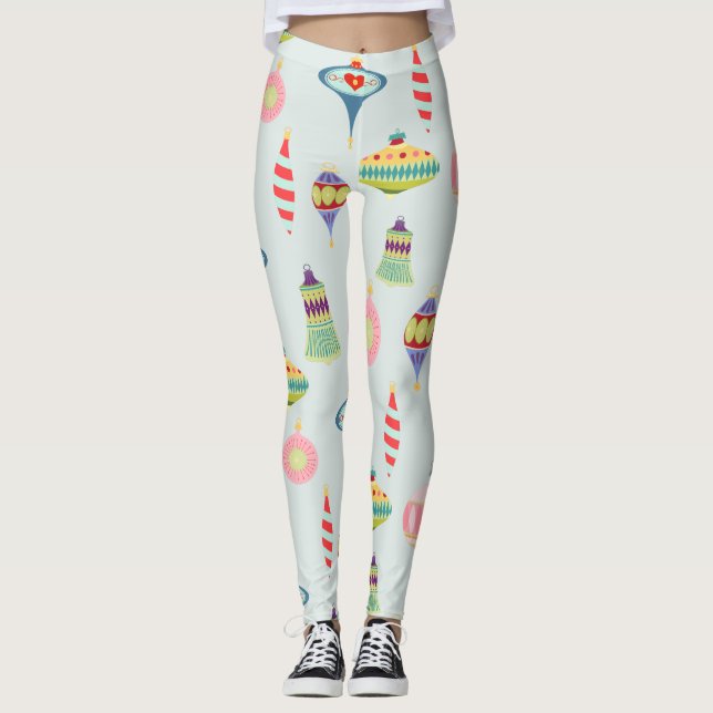 Retro Christmas Ornaments | Mid Century Modern  Leggings (Front)