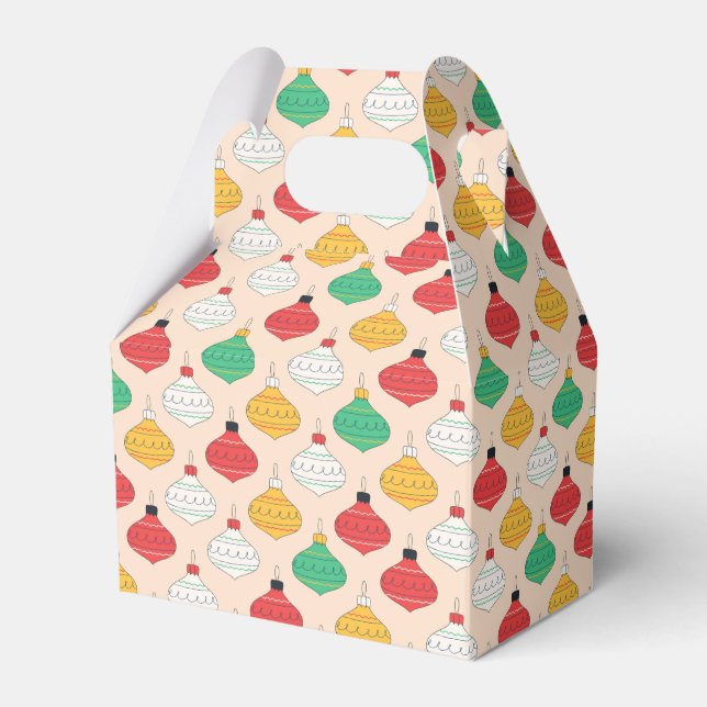Retro Christmas Ornaments Pattern Favor Box (Front Side)
