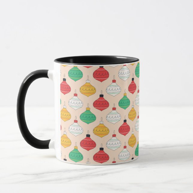 Retro Christmas Ornaments Pattern Mug (Left)