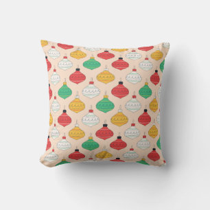 Retro Christmas Ornaments Pattern Throw Pillow