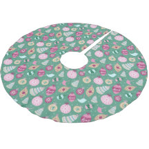 Retro Christmas Ornaments Pattern Tree Skirt