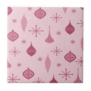 Retro Christmas Ornaments Red Tile