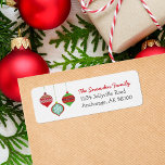 Retro Christmas Ornaments Return Address Labels<br><div class="desc">Cute and simple modern retro holiday return address labels with a whimsical Christmas ornament design. Personalize it with your family name and address. Perfect for mailing Christmas and holiday cards this winter! Click Customize It to change text fonts and colours to create your own unique one of a kind design....</div>