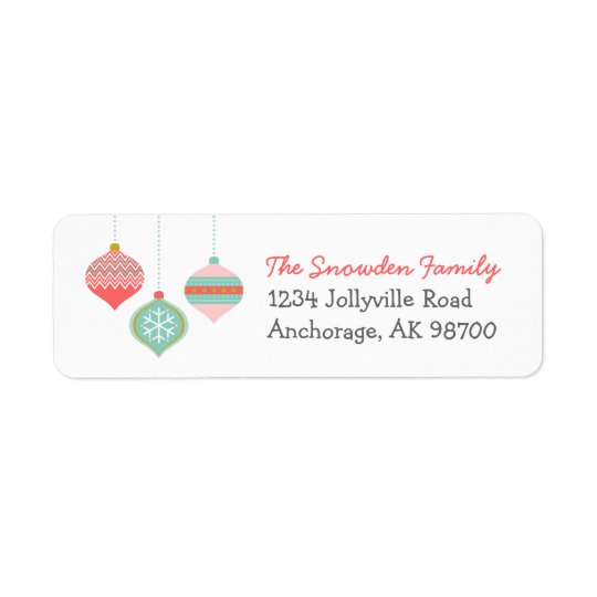 Retro Christmas Ornaments Return Address Labels