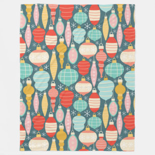 Retro Christmas Ornaments Seamless Pattern Fleece Blanket