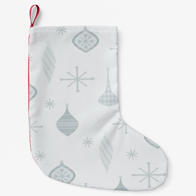 Retro Christmas Ornaments Silver Small Christmas Stocking (Front)