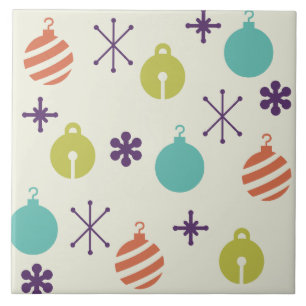 Retro Christmas Ornaments Snowflakes Tile