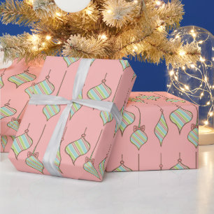 Retro Christmas Ornaments Wrapping Paper