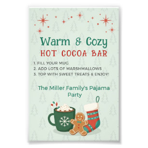 Retro Christmas Pajama Party Hot Cocoa Bar Sign