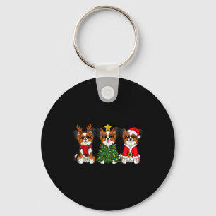 Retro Christmas Pallon Dog Lover Santa Reindeer Keychain