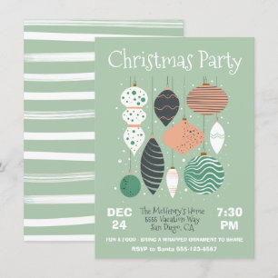Retro Christmas Party Ornament Invitation