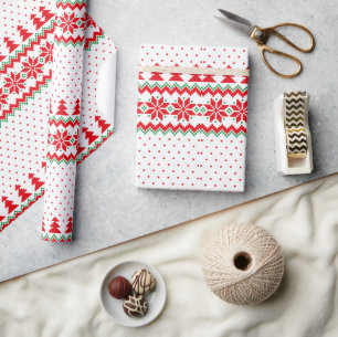 Retro Christmas Pattern Joyful Christmas Holiday Wrapping Paper